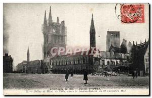 Old Postcard Ruins & # 39Ypres Halles and City Hall after the bombing of Nove...