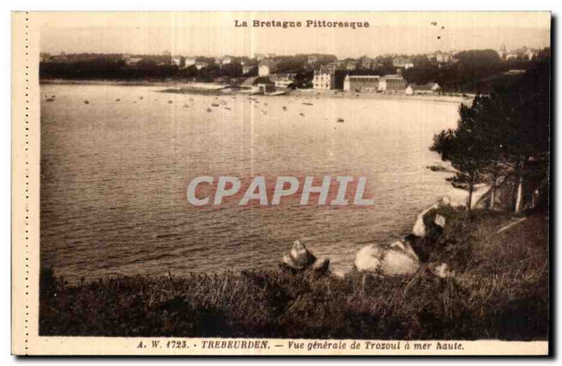 Old Postcard General view of Trebeurden Trozoul has high seas