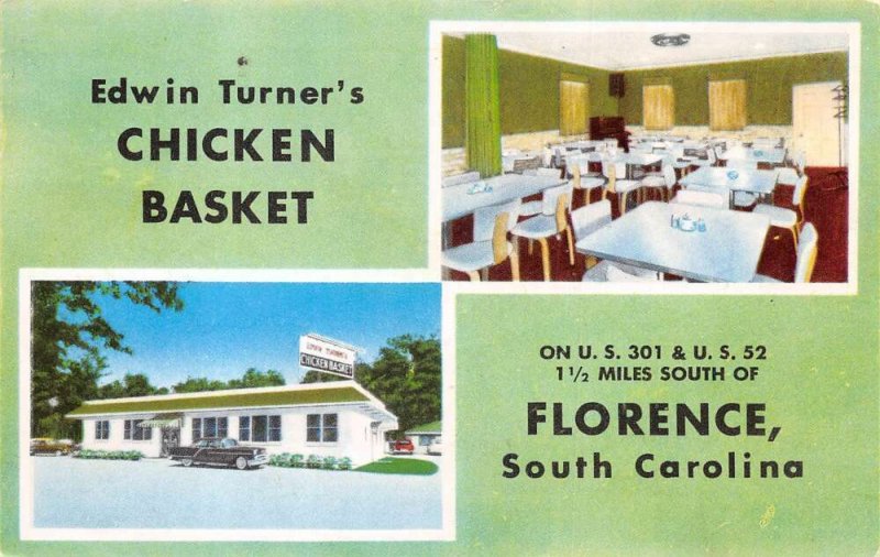 Florence South Carolina Edwin Turners Chicken Basket Vintage Postcard CC1814