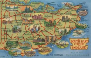 Maps Postcard - Map Showing The South-East Corner of England  RS22123