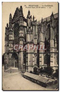 Old Postcard Beauvais Cathedral XVI century south portal