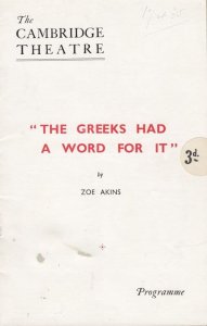 The Greeks Had A Word For It Margaret Rawlings Cambridge Theatre Comedy Progr...