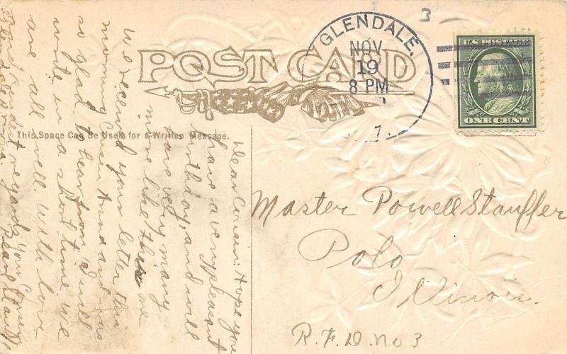 Glendale Arizona~Embossed Daisies Greetings c1910 Postcard