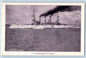 Kansas Postcard US Battleship Navy Warship Steamer Exterior 1910 Vintage Antique