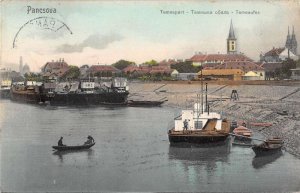 Pancsova Hungary Serbia Temespart Temesufer River Scene Postcard AA41288