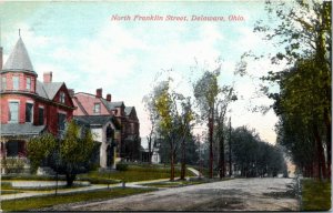 Postcard Ohio Delaware North Franklin Street Dirt Road ~1910 S3