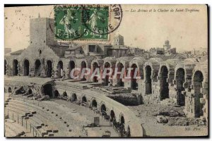 Old Postcard Arles arenas and the bell tower of St. Trophime