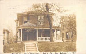 c.1910, Quincy IL, RPPC, F.W. Osborn Residence, Msg, 809 Spring St, Old Postcard