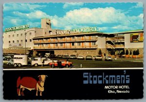 Postcard Elko NV c1960s Stockmen’s Motor Hotel Now Ramada by Wyndham