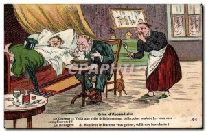 Old Postcard Fantasy Humor Crisis d & # 39appendicite Doctor Illustrator