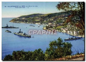 Old Postcard Villeranche Sur Mer The City And The Rade Boat