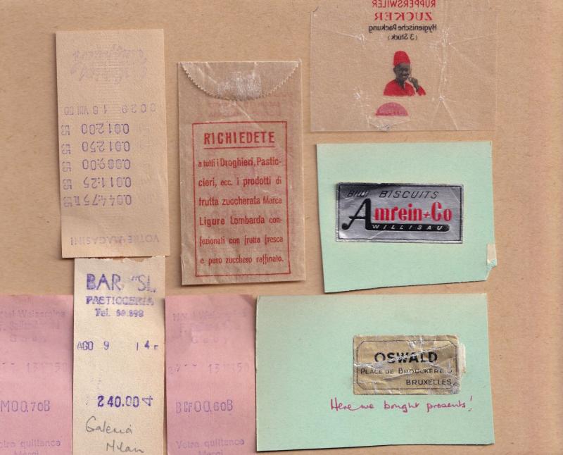 Switzerland 1950s Sweet Sugar Wrappers & Confectionary 8x Receipt s