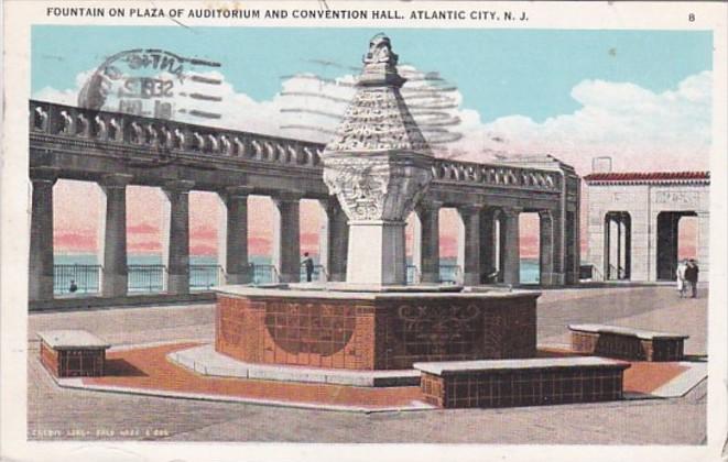 New Jersey Atlantic City Fountain On Plaza Of Auditorium and Convention Hall ...