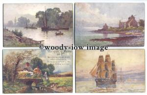 su2915 - 7 Art Panel postcards of country and sea scenes