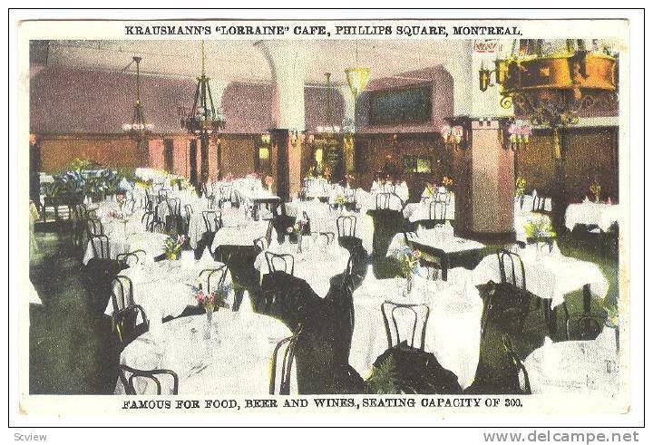 Krausmann's LORRAINE Cafe, Phillips Square, Montreal , Quebec , Canada , 1910s