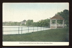 Melrose, Massachusetts/MA Postcard, Band Stand & Elm Pond From Main Street