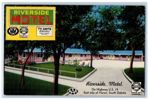 c1950's Riverside Motel Huron South Dakota SD Unposted Vintage Postcard 