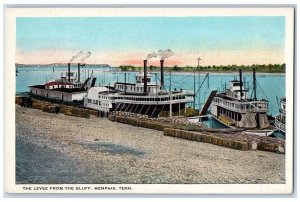 c1930's The Levee From The Bluff Memphis Tennessee TN, Steamer Ship Postcard