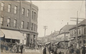 Eastport Maine RPPC Street Scene Reynolds Drug Saloon Horse Wagons Postcard V20