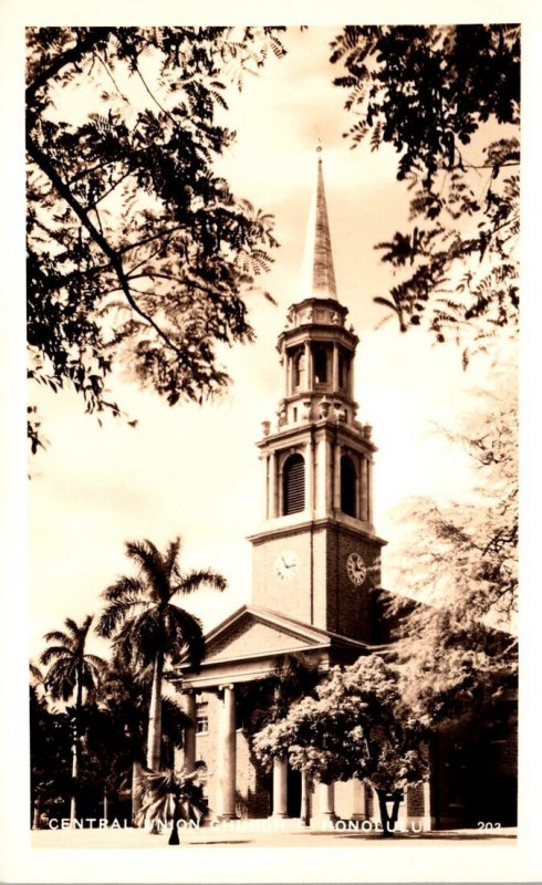 Hawaii Honolulu Central Union Church Real Photo