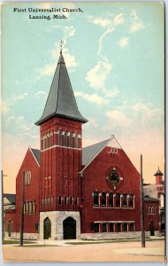 VINTAGE POSTCARD THE UNIVERSALIST CHURCH AT LANSING MICHIGAN c. 1910s