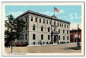c1920's YMCA Building US Flag Entrance Door Red Wing Minnesota Vintage Postcard