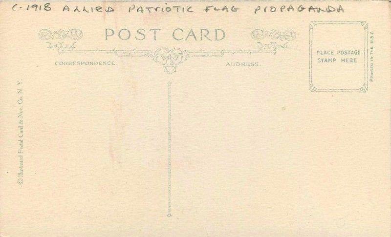 Allied Patriotic Flag Propaganda C-1918 Illustrated Postcard 9333