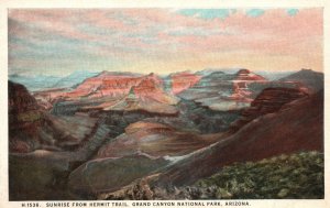 Vintage Postcard Sunrise From Hermit Trail Grand Canyon National Park Arizona AZ