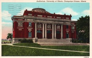 1945 University Of Illinois Auditorium Champaign Urbana Illinois Posted Postcard