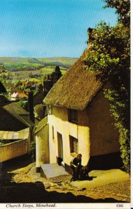 Somerset Postcard - Church Steps - Minehead - Ref 5116A