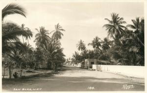 SAN BLAS MEXICO STREET SCENE VINTAGE REAL PHOTO POSTCARD RPPC