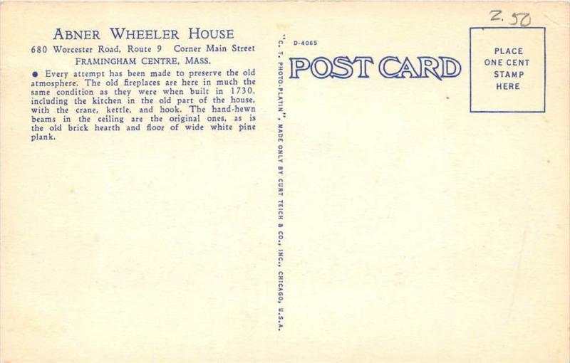 Massachusetts  Framingham Centre Abner Wheeler House Restaurant