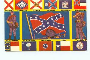 Postcard Flags of the Confed South States of America in 1860 Gen Beaure  # 2854A