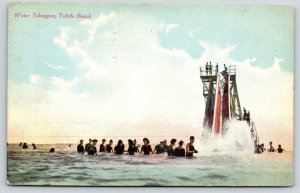 Toledo Ohio~Toledo Beach Water Toboggan Splash~Close Up Bathers in Lake~1910