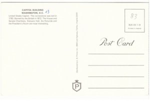 Capitol Building, Washington DC, Vintage Chrome Aerial View Postcard