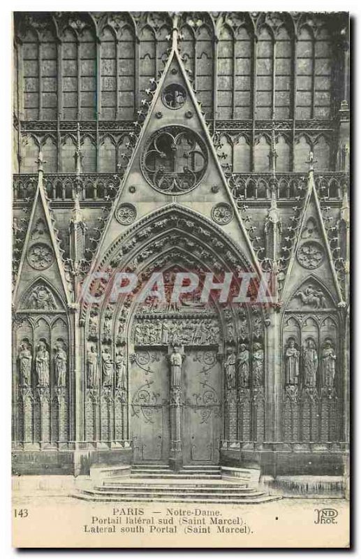 Old Postcard Paris Notre Dame Side south Portal Saint Marcel