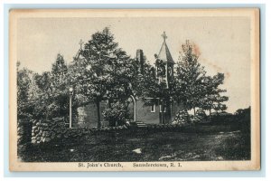 1905 St Johns Church, Saunderstown, Rhode Island, RI Antique Postcard 