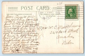 Burwell Nebraska NE Postcard Easter Roses Flowers Winsch Back 1912 Antique