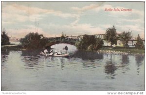 Michigan Detroit Boating and Rustic Bridge Belle Isle 1910