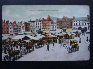 Northampton MARKET SQUARE & MARKET DAY c1909 Postcard by G.D.& D.