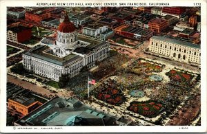 Vtg San Francisco CA Aeroplace View City Hall & Civic Center 1920s WB Postcard