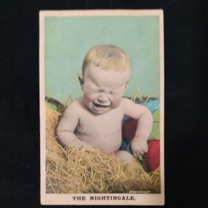Rare Antique Postcard & Postage Stamp 1910 Baby photo Color GREAT SHAPE