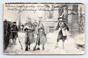 Military Guarding Savings Bank Chelsea Conflagration MA 1908 DB Postcard C17