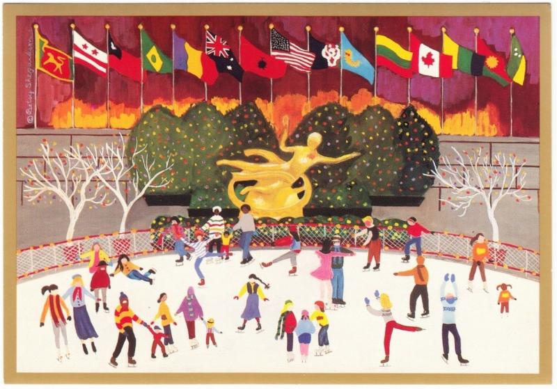 Ice Skating at Rockefeller Center NYC by Betsy Shepardson Art Postcard