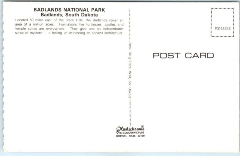 Postcard - Badlands National Park, Badlands - South Dakota 