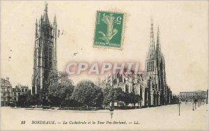 Postcard Old Bordeaux and La Cathedrale Pey Berland Tower