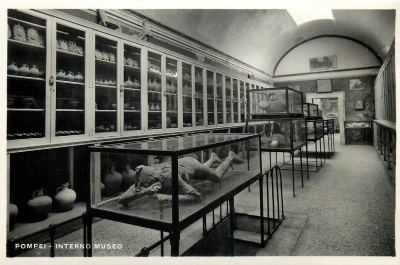 Italy 1930s Real Photo Postcard Pompei museum interior