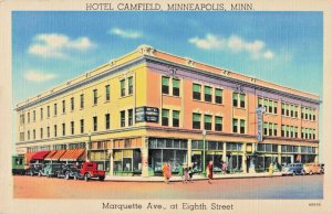 MN Minneapolis Minnesota-Hotel Camfield-Vintage Linen c1943 Postcard (D14)