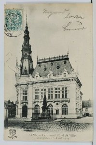 France SENS Le Nouvet Hotel de Ville Inaugure 1904 Postcard L14