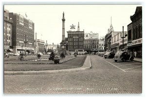 1944 Business Square Racine Wisconsin Rppc Real Photo Postcard Lawton's Cars